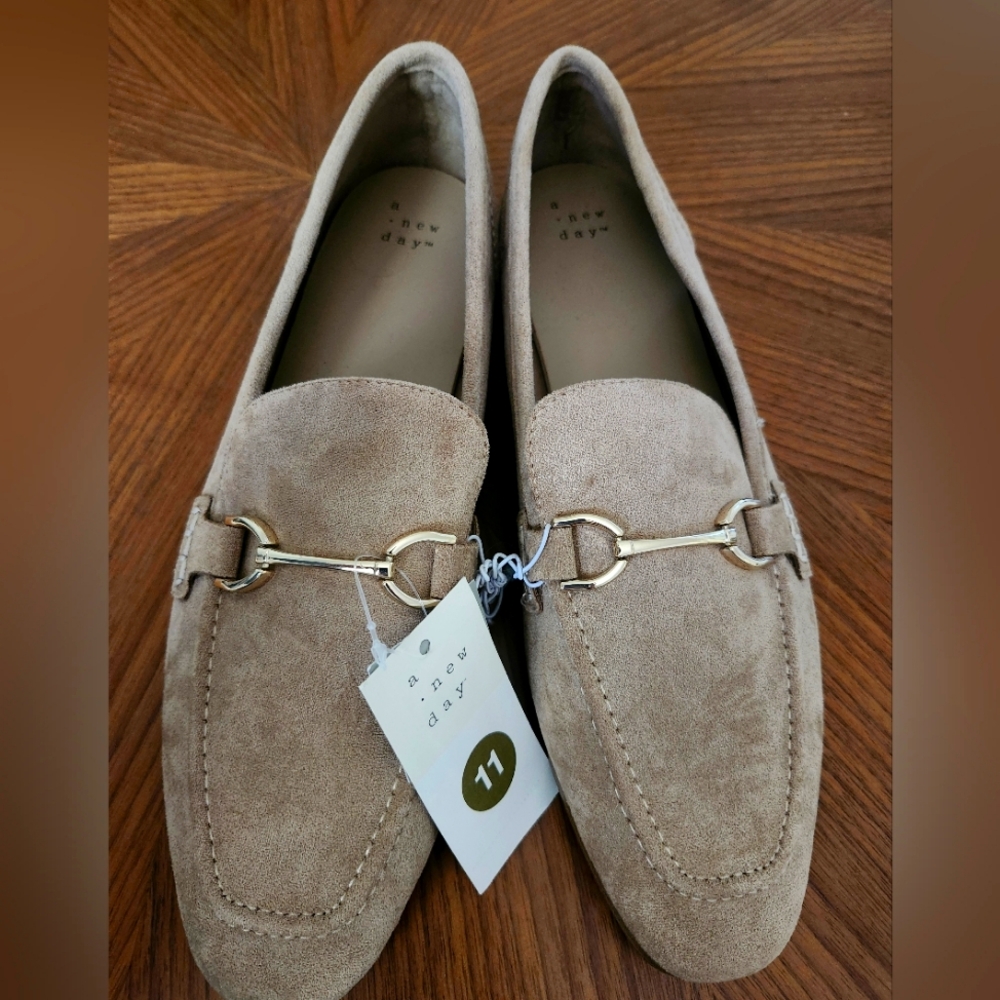 Tan Faux Suede Loafers